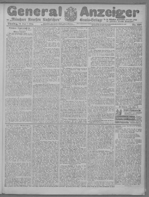 Münchner neueste Nachrichten Dienstag 11. August 1914