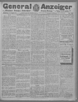 Münchner neueste Nachrichten Samstag 15. August 1914