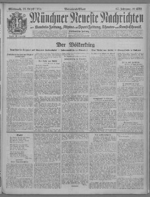 Münchner neueste Nachrichten Mittwoch 19. August 1914