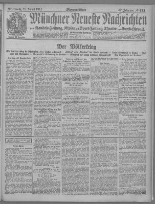 Münchner neueste Nachrichten Mittwoch 19. August 1914