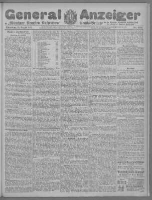 Münchner neueste Nachrichten Dienstag 25. August 1914