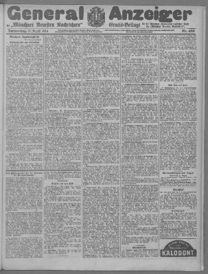 Münchner neueste Nachrichten Donnerstag 27. August 1914