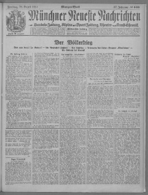 Münchner neueste Nachrichten Freitag 28. August 1914