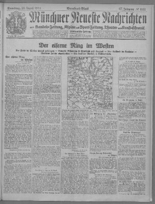 Münchner neueste Nachrichten Samstag 29. August 1914