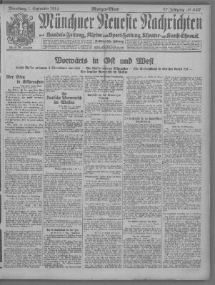 Münchner neueste Nachrichten Dienstag 1. September 1914