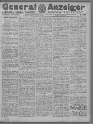 Münchner neueste Nachrichten Dienstag 1. September 1914