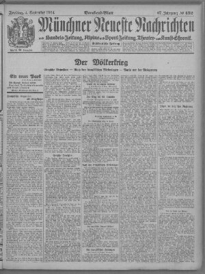 Münchner neueste Nachrichten Freitag 4. September 1914