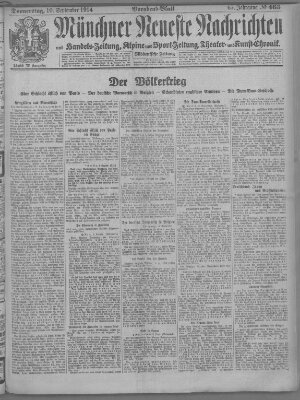 Münchner neueste Nachrichten Donnerstag 10. September 1914