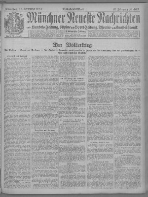 Münchner neueste Nachrichten Samstag 12. September 1914