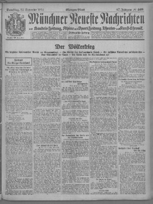 Münchner neueste Nachrichten Samstag 12. September 1914