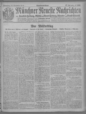 Münchner neueste Nachrichten Sonntag 13. September 1914