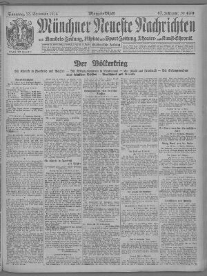 Münchner neueste Nachrichten Sonntag 13. September 1914