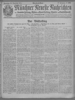 Münchner neueste Nachrichten Sonntag 20. September 1914