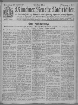 Münchner neueste Nachrichten Donnerstag 24. September 1914