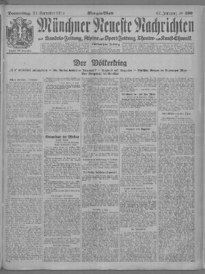 Münchner neueste Nachrichten Donnerstag 24. September 1914