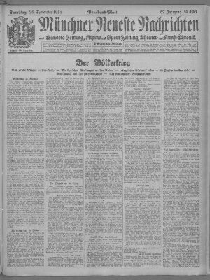 Münchner neueste Nachrichten Samstag 26. September 1914