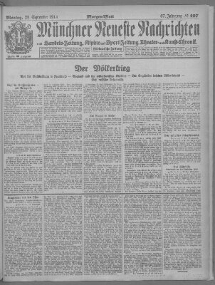 Münchner neueste Nachrichten Montag 28. September 1914