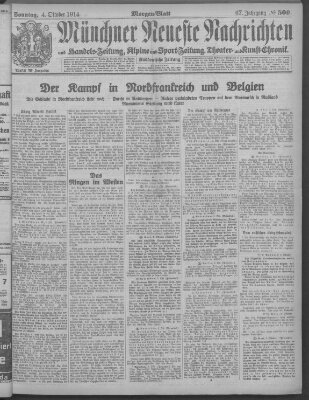 Münchner neueste Nachrichten Sonntag 4. Oktober 1914