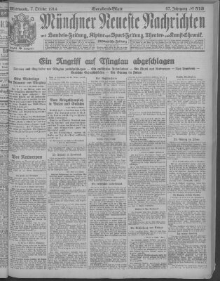 Münchner neueste Nachrichten Mittwoch 7. Oktober 1914