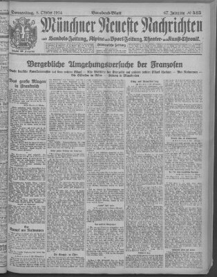 Münchner neueste Nachrichten Donnerstag 8. Oktober 1914