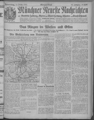 Münchner neueste Nachrichten Donnerstag 8. Oktober 1914