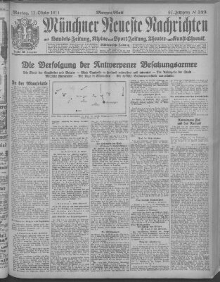 Münchner neueste Nachrichten Montag 12. Oktober 1914