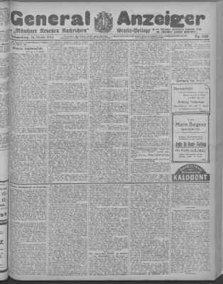 Münchner neueste Nachrichten Donnerstag 15. Oktober 1914