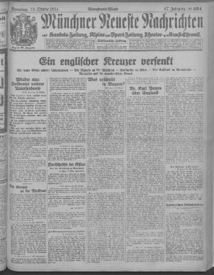 Münchner neueste Nachrichten Sonntag 18. Oktober 1914