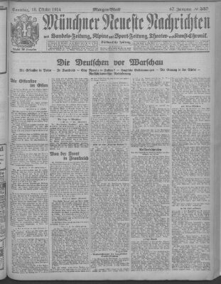 Münchner neueste Nachrichten Sonntag 18. Oktober 1914