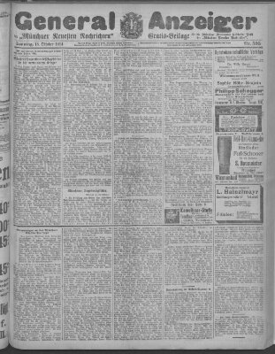 Münchner neueste Nachrichten Sonntag 18. Oktober 1914