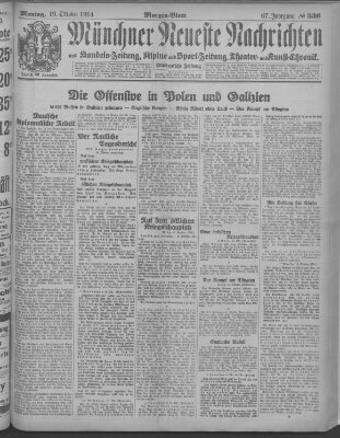 Münchner neueste Nachrichten Montag 19. Oktober 1914