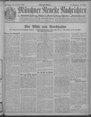 Münchner neueste Nachrichten Freitag 23. Oktober 1914