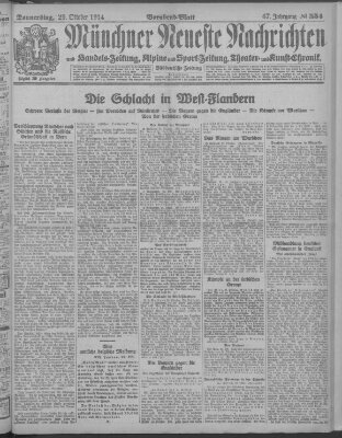 Münchner neueste Nachrichten Donnerstag 29. Oktober 1914