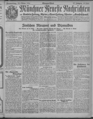 Münchner neueste Nachrichten Donnerstag 29. Oktober 1914