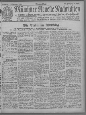 Münchner neueste Nachrichten Montag 2. November 1914