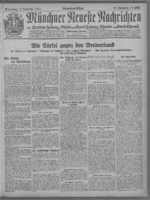 Münchner neueste Nachrichten Dienstag 3. November 1914