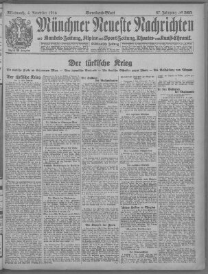 Münchner neueste Nachrichten Mittwoch 4. November 1914