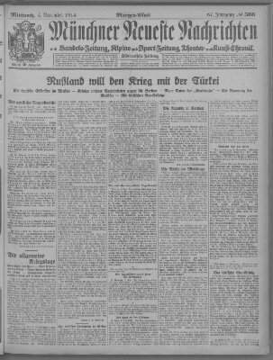 Münchner neueste Nachrichten Mittwoch 4. November 1914