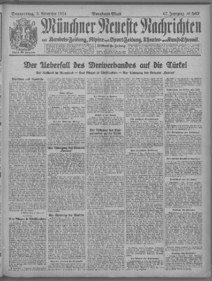 Münchner neueste Nachrichten Donnerstag 5. November 1914