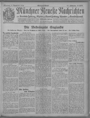 Münchner neueste Nachrichten Montag 9. November 1914