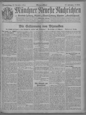 Münchner neueste Nachrichten Donnerstag 12. November 1914