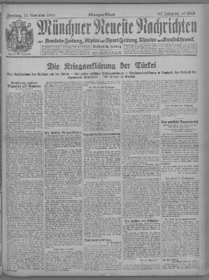 Münchner neueste Nachrichten Freitag 13. November 1914