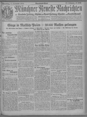 Münchner neueste Nachrichten Dienstag 17. November 1914