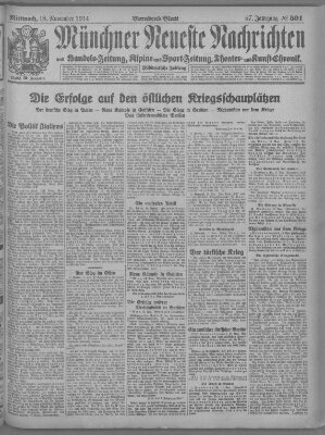 Münchner neueste Nachrichten Mittwoch 18. November 1914