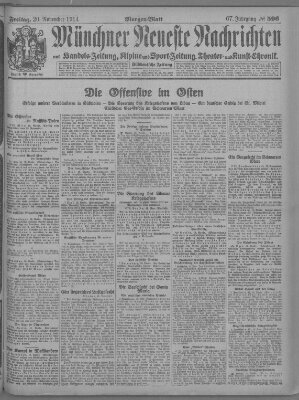 Münchner neueste Nachrichten Freitag 20. November 1914