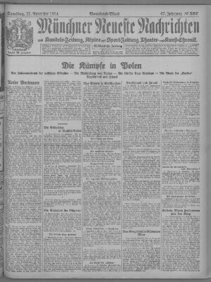 Münchner neueste Nachrichten Samstag 21. November 1914