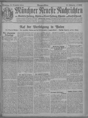 Münchner neueste Nachrichten Sonntag 22. November 1914