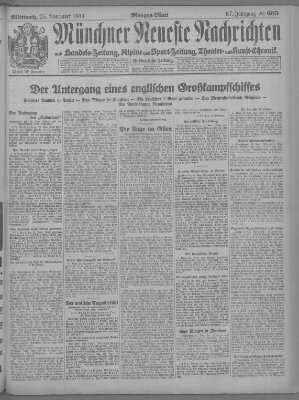 Münchner neueste Nachrichten Mittwoch 25. November 1914