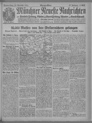 Münchner neueste Nachrichten Donnerstag 26. November 1914