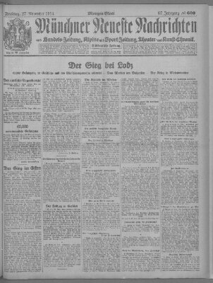 Münchner neueste Nachrichten Freitag 27. November 1914